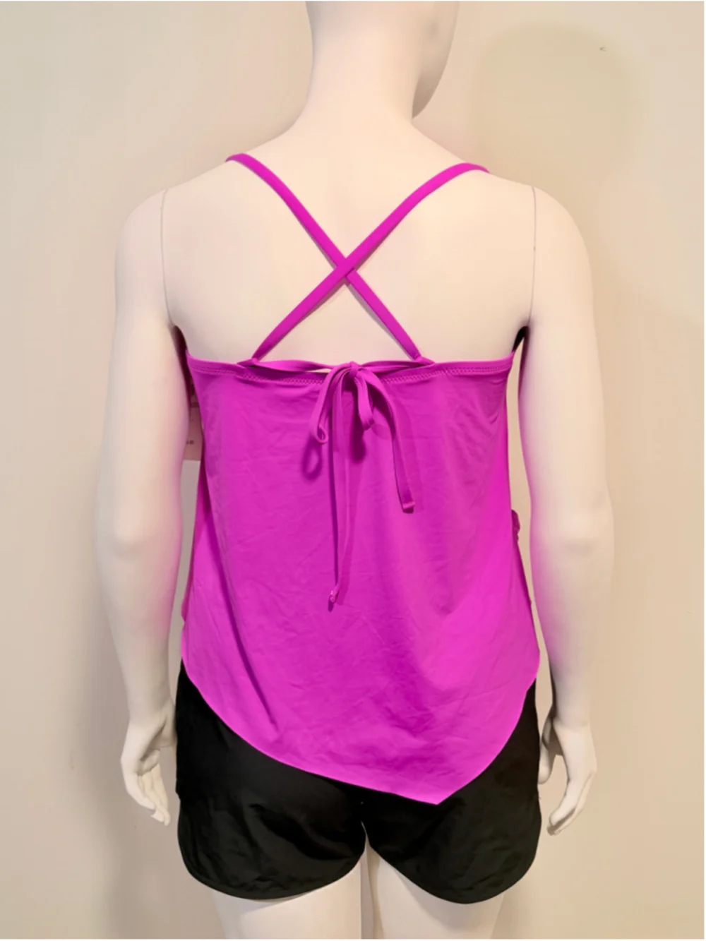 Becca ETC Plus Size 1X Pink Side-Tie Ruffle Adjustable Tankini Top NWT - Picture 5 of 6